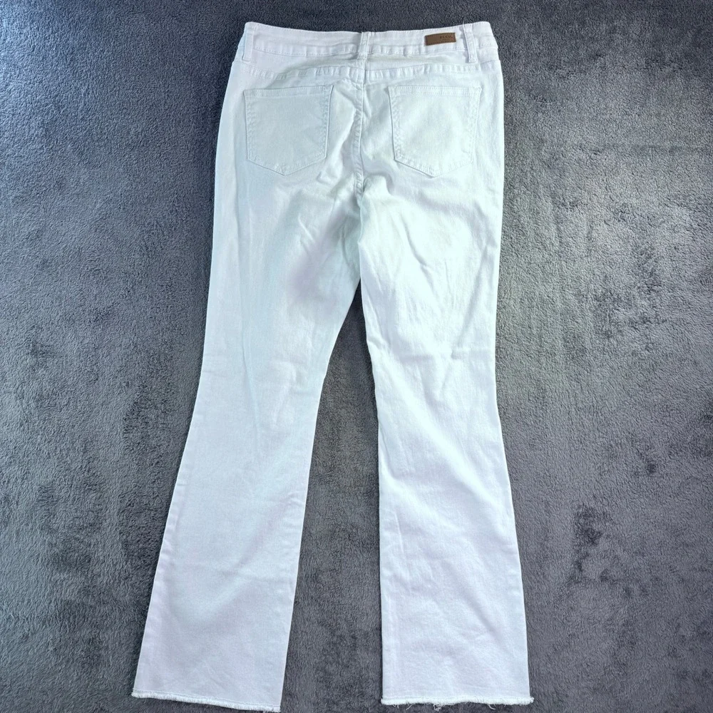 Bleu White Flare‎ Leg Raw Hem Jeans Womens 10P Petite BWP1550 Stretch Denim